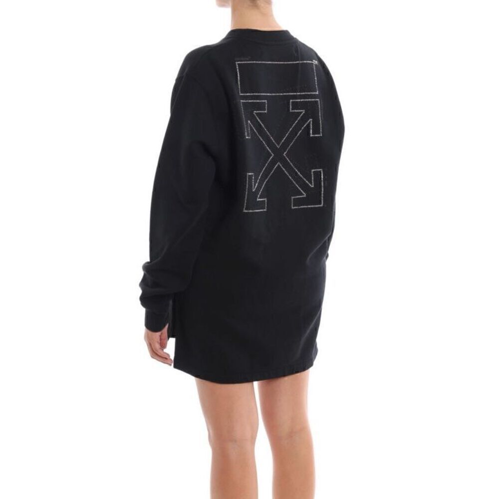 OFF-WHITE Rhinestone logo sweatshirt-style dress
